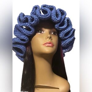 Chic Blue Ruffled Women's Hat